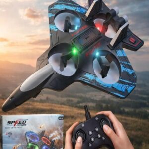 TOYLURA Combat Aircraft RC Stunt Fighter | 2.4GHz Remote Control Jet with 360° Flip & Vertical Takeoff | Durable EPP Foam Glider with LED Lights